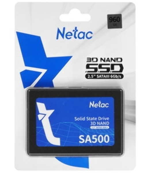 Накопитель SSD Netac SA500, 960Gb, SATA III, 2.5', R/W 530/475