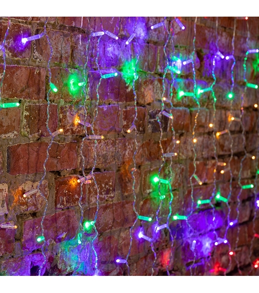 Гирлянда Neon-night 'Светодиодный Дождь' 2х3м, постоянное свечение, прозрачный провод, 230 В, диоды МУЛЬТИ, 448 LED