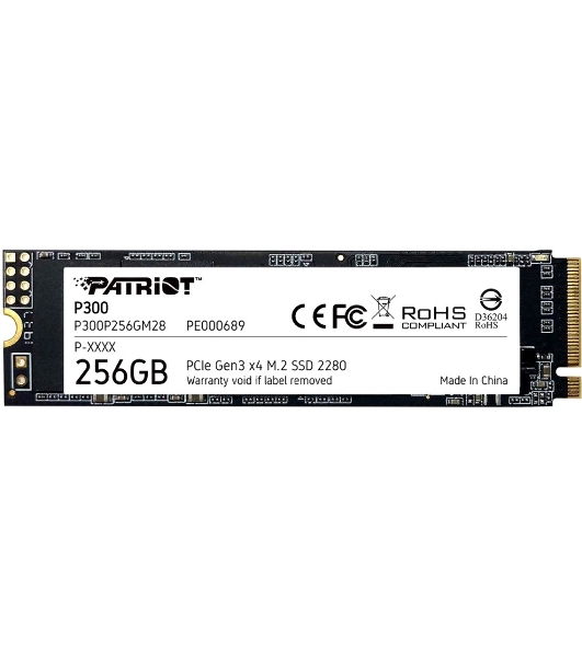 Накопитель SSD Patriot P300, 256Gb, PCIe 3.0 x4, M.2 2280, NVMe, R/W 1700/1100