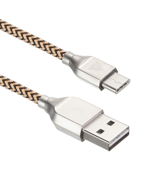 Кабель USB ACD-Titan Type-C ~ USB-A Нейлон, 1м, желто-черный