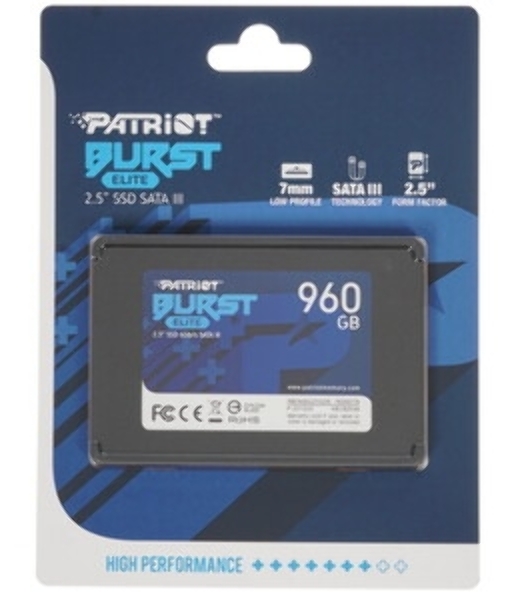 Накопитель SSD Patriot Burst Elite, 960Gb, SATA, 2.5', R/W 450/320
