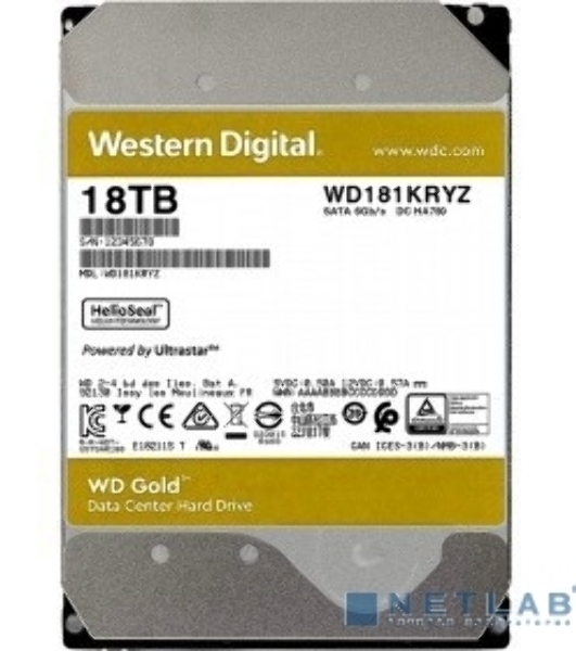Жесткий диск Western Digital SATA 18Tb 7200RPM 6Gb/S 512MB GOLD WD181KRYZ