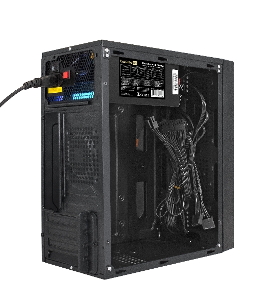 Компьютерный корпус Minitower ExeGate mEVO-9301-EVO800 (mATX, БП EVO800RGb с вент. 12см, с окном, 2хUSB+1хUSB 3.0, HD аудио, черный, с RGb подсветкой)