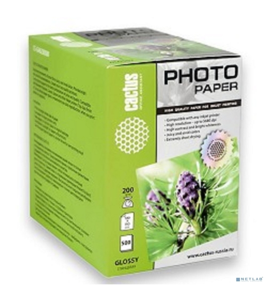 Фотобумага Cactus CS-GA6200500 глянцевая A6 200 г/м2 500 листов.