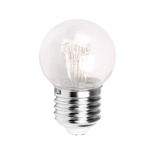 Лампа шар Neon-night e27 6 LED Ø45мм - теплый белый, прозрачная колба, эффект лампы накаливания