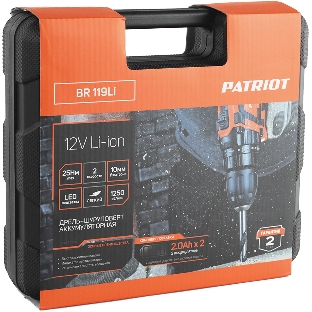 Дрель-шуруповерт Patriot BR 119Li, 12 В, 2 Ач, 30 Нм, щеточный