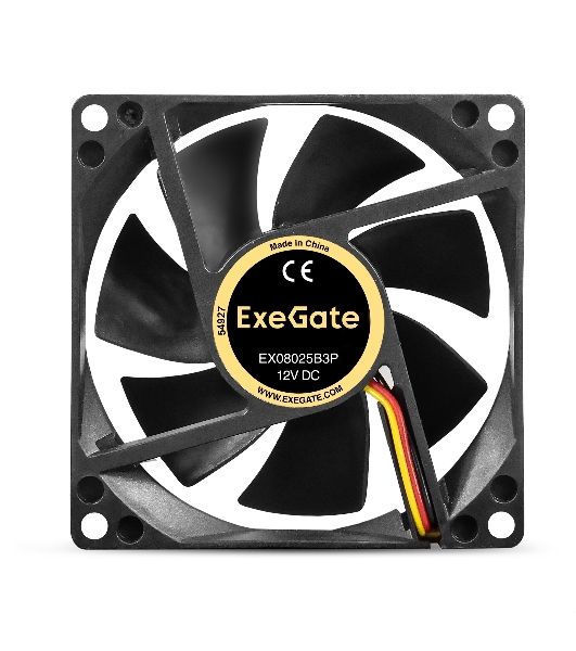 Вентилятор для корпуса ExeGate EX08025B3P черный, 80 мм, 2000 об/мин, 19 дБ, 3 pin