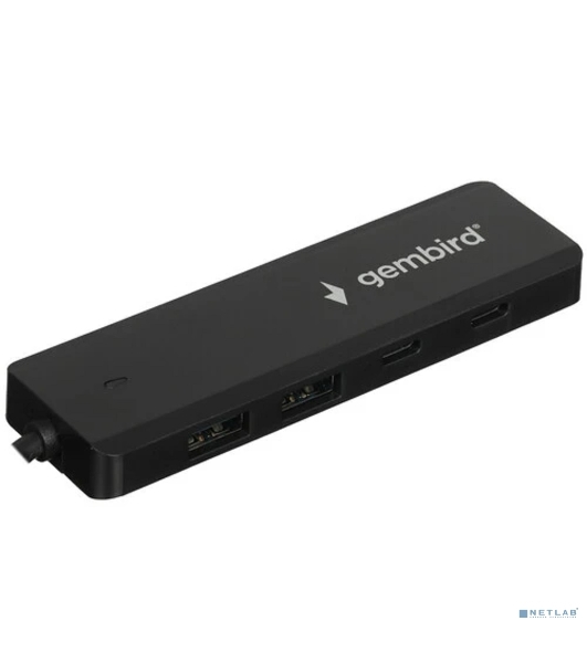Разветвитель USB3.1 Gembird UHB-C415, 2хUSB, 2хType-C, с доп.питанием (порт Type-C), кабель USB 19см