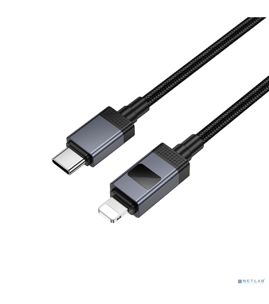 Кабель USB2.0 Hoco Type-C/Lightning, 2.4А, 27Вт,с дисплеем, X118, 1м, черный, коробка