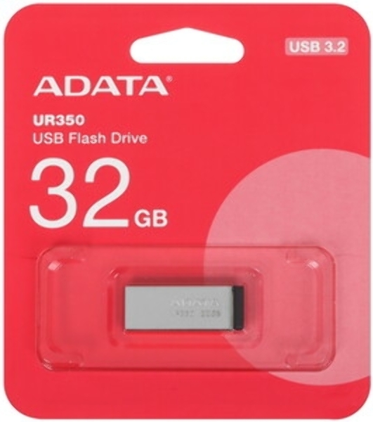 Флешка USB ADATA UR350 (UR350-32G-RSR/BK), 32Gb, USB 3.2, R/W 100/15, серебристый/черный