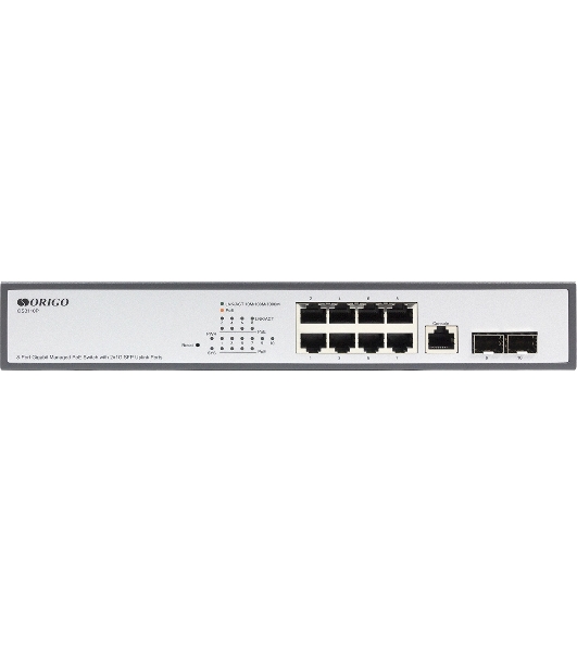 Коммутатор Managed L2 Switch 8x1000Base-T PoE, 2x1000Base-X SFP, PoE Budget 135W, RJ45 Console, 19' w/brackets