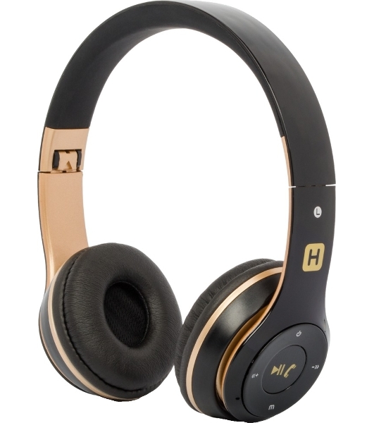 Беспроводные/проводные наушники Harper HB-213 черный/золотой, накладные, Bluetooth + проводной, до 5 ч
