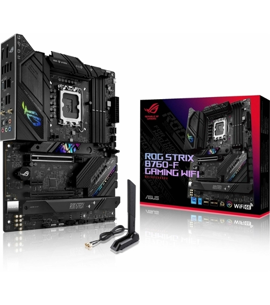 Материнская плата ASUS ROG STRIX B760-G GAMING WIFI, LGA 1700, Intel B760, 4xDDR5, 4xSATA, 2xM.2, 1xPCIe 5.0 x16, 1xPCIe 4.0 x4, 1xHDMI, 1xDP, 1x 2.5Gb LAN, 1xUSB-A 3.2 Gen 2, 2xUSB-A 3.2 Gen 1, 4xUSB-A 2.0, 1xUSB-C 3.2 Gen 1, 1xUSB-C 3.2 Gen 2x2, 5x3.5 мм, 7.1, mATX