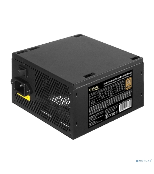 Блок питания серверный 600W ExeGate ServerPRO 80 PLUS Bronze, 600PPH-SE (ATX, for 3U+ cases, APFC, КПД 89% (80 PLUS Bronze), 12cm fan, 24p, (4+4)p, PCIe, 5SATA, 3IDE, black)
