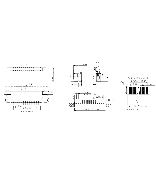 Разъем FPC Half Coverage Bottom Contact 0.8K-BX-12PWB 12 pin высота 2мм шаг 0,8мм