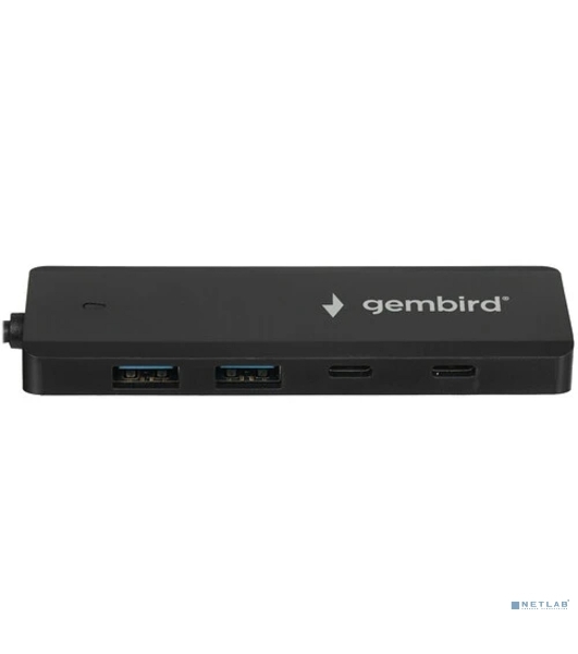 Разветвитель USB3.1 Gembird UHB-C415, 2хUSB, 2хType-C, с доп.питанием (порт Type-C), кабель USB 19см