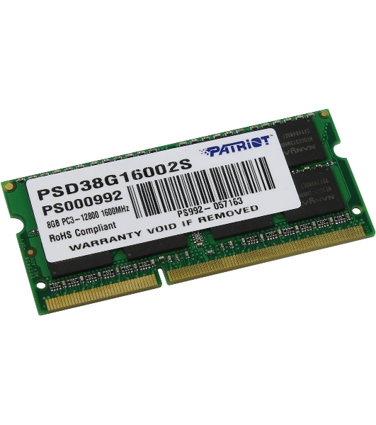 Оперативная память Patriot, DDR3, 8GB (1x8 GB), 1600 MHz, CL11, SO-DIMM