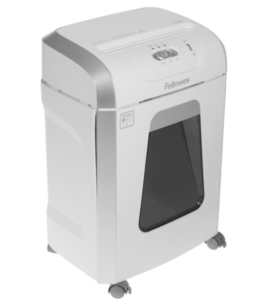 Шредер Fellowes PowerShred 15С белый (секр.P-4) фрагменты 15лист. 19лтр. скрепки скобы пл.карты