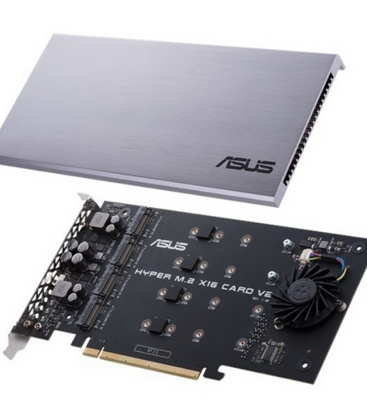 Внутренний адаптер ASUS для создания массивов RAID HYPER M.2 X16 CARD V2