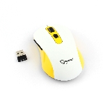 Мышь беспроводная Gembird MUSW-221-Y белый/желтый, 1600 dpi, радиоканал, USB, кнопки - 6, фото 1