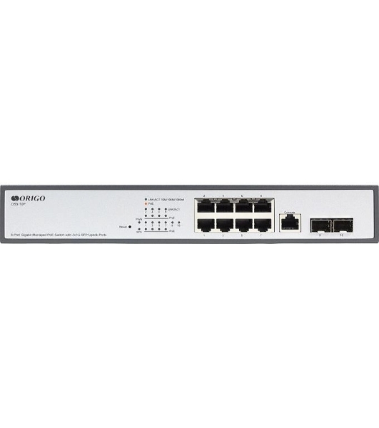 Коммутатор Managed L2 Switch 8x1000Base-T PoE, 2x1000Base-X SFP, PoE Budget 135W, RJ45 Console, 19' w/brackets
