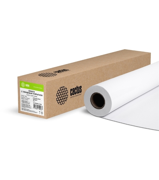Бумага Cactus CS-PG230-61030 24'(A1) 610мм-30м/230г/м2/белый глянцевое универсальная (с покрытием) втулка:50.8мм (2')