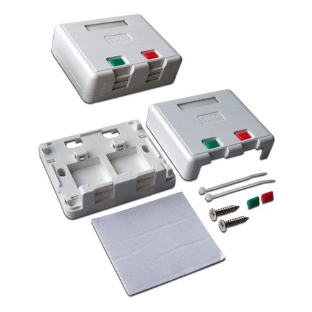 Коробка настенная Lanmaster SA на 2 модуля keystone с защитными шторками LAN-SA2/S-WH