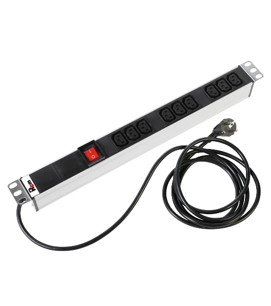 Аксессуар ЦМО Блок розеток Rem-16 с выкл., 9 IEC 60320 C13, 16A, алюм., 19', шнур 1,8 м. (R-16-9C13-V-440-1.8)