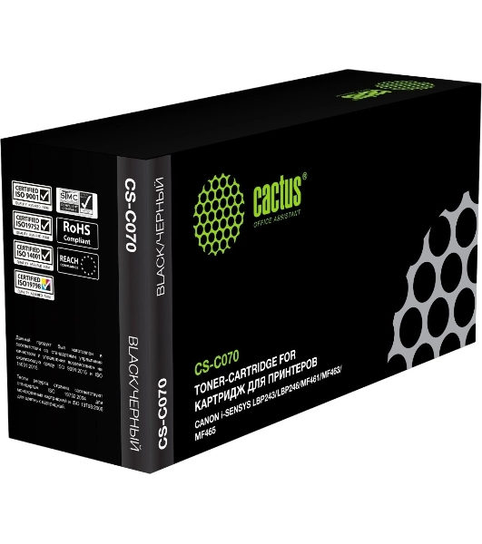 Картридж лазерный Cactus CS-C070 070 черный (3000 стр.) для Canon i-SENSYS LBP243/LBP246/MF461/MF463/MF465