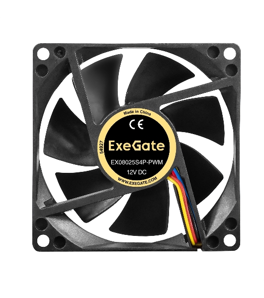 Вентилятор для корпуса ExeGate EX08025S4P-PWM черный, 80 мм, 2300 об/мин, 23 дБ, 4 pin