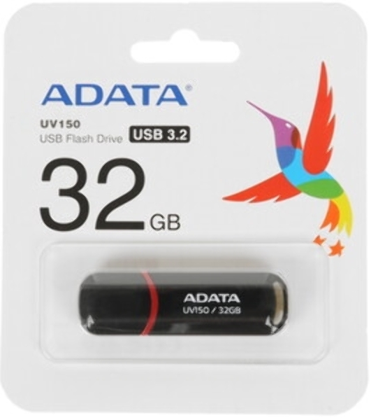 Флешка USB ADATA UV150 (AUV150-32G-RBK), 32Gb, USB 3.0, R/W 100/30, черный