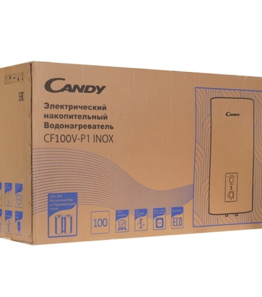 Водонагреватель электрический Candy CF100V-P1 INOX белый, накопительный, 100 л, 2 кВт