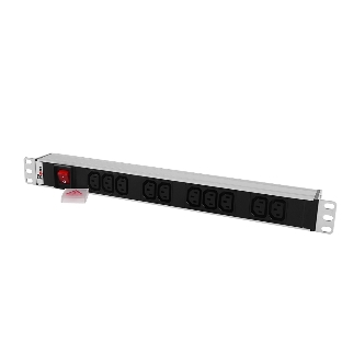 Блок розеток Rem-10 без шнура с выкл., 10 IEC 60320 C13, вход IEC 60320 C14, 10A, алюм., 19'