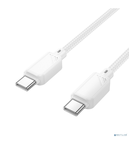 Кабель USB2.0 Hoco Type-C/Type-C, 3А, 60Вт, нейлоновая оплетка, X113, 1м, белый, коробка