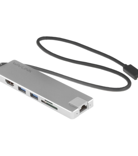 USB-концентратор WAVLINK USB Type-C, USB Type-C/USB 3.0/USB 2.0/HDMI/Gigabit LAN/SD/Micro SD, USB