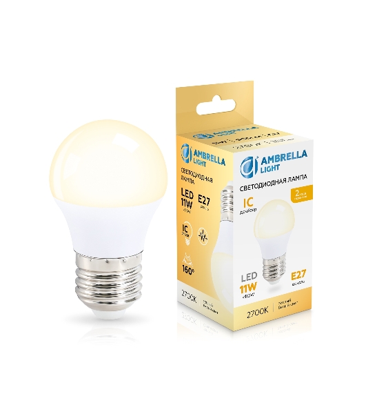 Лампа светодиодная	451103 LED G45 11W IC E27 2700K 175-265V
