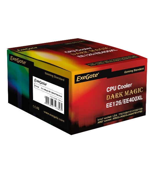 Кулер для процессора ExeGate Dark Magic EE126R-PWM.RGb черный, 120 мм, алюминий, 2000 об/мин, 24 дБ, 4 pin, 100 Вт, 67 мм