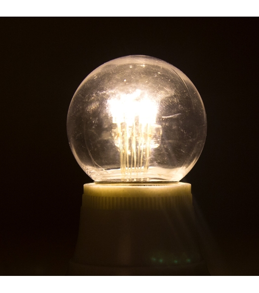 Лампа шар Neon-night e27 6 LED Ø45мм - теплый белый, прозрачная колба, эффект лампы накаливания