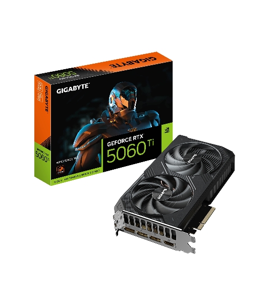 Видеокарта Gigabyte GeForce RTX 5060Ti Windforce, NVIDIA RTX 5060 Ti, 16G GDDR7, 128 бит, PCI-e 5.0, 1xHDMI, 3xDP, 2572 МГц