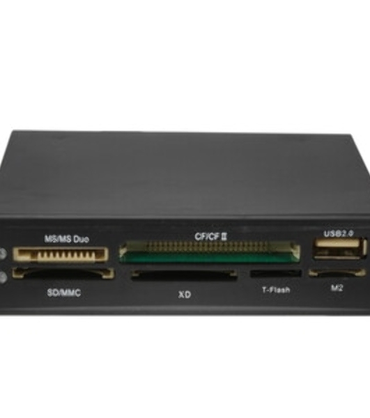Кард-ридер Gembird FDI2-ALLIN1-02-B/черный/SD/T-Flash/Micro-SD/Micro-SDHC/Micro-SDXC/USB 2.0/метал