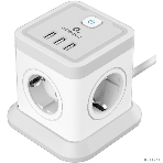 Сетевой фильтр Cablexpert Tower, TWR-4-U3-W-3, 4 р, 10А, 3xUSB, 3.1А, 3 м, ур.защиты 2+, белый, коробка, фото2