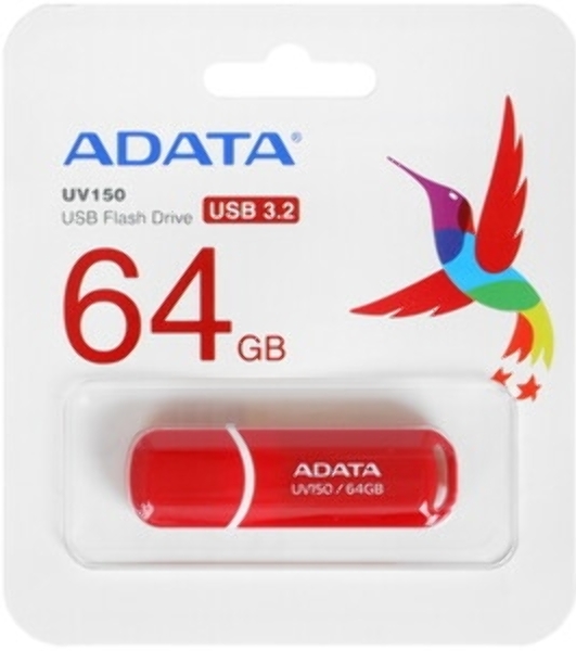 Флешка USB ADATA UV150 (AUV150-64G-RRD), 64Gb, USB 3.0, R/W 100/30, красный