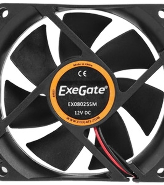 Вентилятор для корпуса ExeGate ExtraSilent ES08025SM черный, 80 мм, 2100 об/мин, 21 дБ, 3 pin