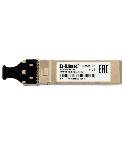 Трансивер D-Link 311GT/A1A SFP-трансивер с 1 портом 1000Base-SX для многомодового оптического кабеля (до 550 м)