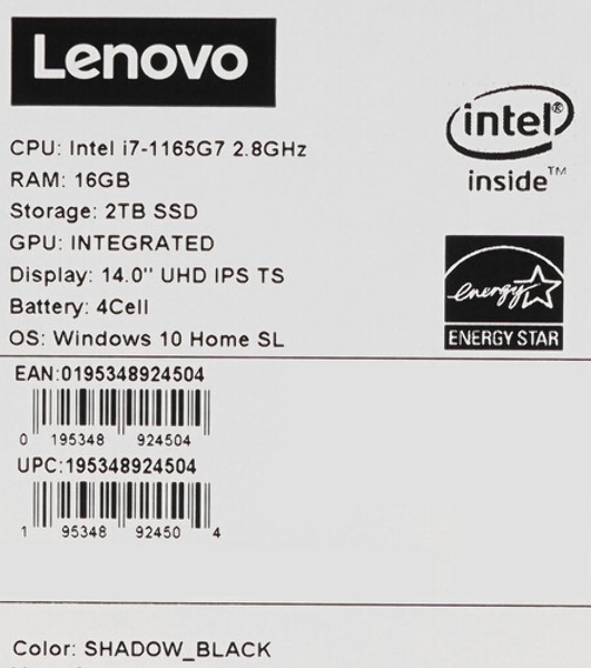 Клавиатура для ноутбука Lenovo Yoga Slim 9-14ITL05, черная
