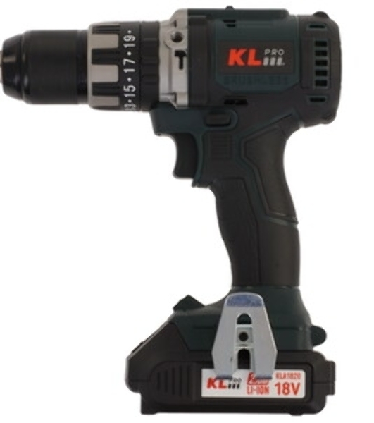 Профессиональный бесщеточный винтоверт аккумуляторный KLPRO KLDV18BH-20 (18В, Li-ion-2шт, 2.0А·ч, 220Нм, 2 скорости, подсветка,З/У,в кейсе)