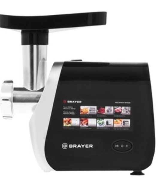 Мясорубка электрическая BRAYER BR1608 черный, 2000 Вт, 2.0 кг/мин, реверс, насадки - 8