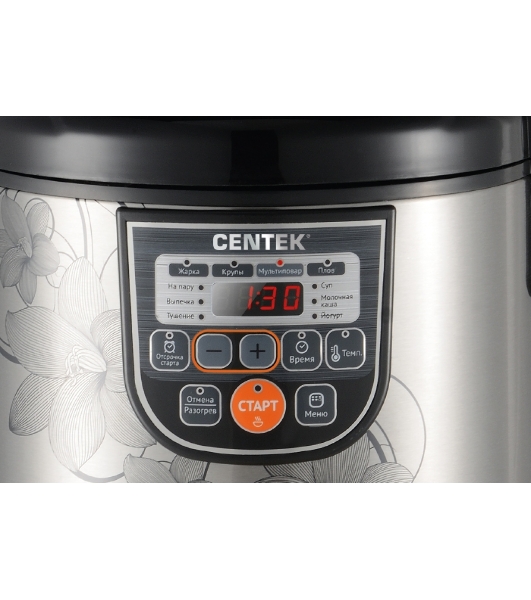 Мультиварка Centek CT-1498 (черный, сталь) 700Вт, 5.0л, 10 программ + 28 программ Мультишеф
