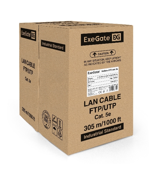 Кабель ExeGate UTP 4 пары кат.5e медь, 24AWG, LSZH, бухта 305м, оранжевый