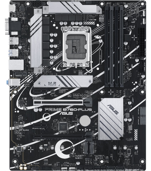 Материнская плата ASUS PRIME B760-PLUS, LGA 1700, Intel B760, 4xDDR5, 4xSATA, 3xM.2, 1xPCIe 4.0 x4, 1xPCIe 5.0 x16, 2xPCIe x1, 1xDP, 1xHDMI, 1xVGA, 2xUSB-A 3.2 Gen 2, 1xUSB-C 3.2 Gen 2x2, 1x 2.5Gb LAN, 3x3.5 мм, 7.1, ATX
